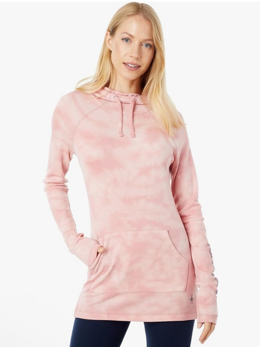 Smartwool Pink Tie-Dye Hooded Tunic Sweatshirt